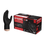 AMMEX GloveWorks, HD PF Black Nitrile Gloves with Diamond Textured Palm, 6 mil, Case of 1000, GWBN