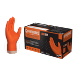 AMMEX GloveWorks HD orange 8 mil nitrile powder-free industrial gloves with raised diamond texture, case of 1000