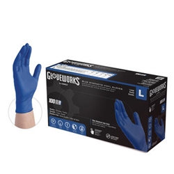 AMMEX Gloveworks Large Synthetic Blue Vinyl PF Ind SM Gloves (Case of 1000) (Blue) (Case), GWQIV46