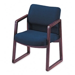 HON 2400 Series Guest Arm Chair, Mahogany Finish, Blue