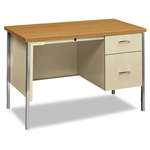 HON&reg; 34000 Series Right Pedestal Desk, 45-1/4w x 24d x 29-1/2h, Harvest/Putty # HON34002RCL