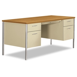 HON 34000 Series Double Pedestal Desk, 60w x 30d x 29-1/2h, Harvest/Putty # HON34962CL