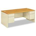 HON&reg; 38000 Series Double Pedestal Desk, 72w x 36d x 29-1/2h, Harvest/Putty # HON38180CL