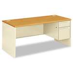 HON&reg; 38000 Series Right Pedestal Desk, 66w x 30d x 29-1/2h, Harvest/Putty # HON38291RCL