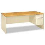 HON&reg; 38000 Series Right Pedestal Desk, 72w x 36d x 29-1/2h, Harvest/Putty # HON38293RCL