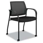 HON&reg; Ignition Series Mesh Back Mobile Stacking Chair, Black Fabric Upholstery # HONIS107NT10