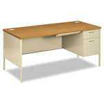 HON&reg; Metro Classic Right Pedestal Workstation Desk, 66w x 30d, Harvest/Putty # HONP3265RCL