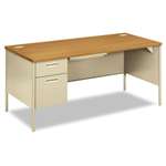 HON&reg; Metro Classic Left Pedestal Workstation Desk, 66w x 30d, Harvest/Putty # HONP3266LCL