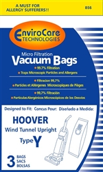 Hoover Type Y paper vacuum bags 3-pack, HR-1495 EnviroCare 856 replacement for WindTunnel uprights