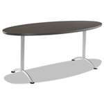 Iceberg ARC Sit-to-Stand Tables, Oval Top, 36w x 72d x 42h, Gray Walnut/Silver # ICE69625