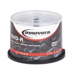 Innovera DVD-R Discs, 4.7GB, 16x, Spindle, White, 50/Pa