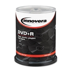 Innovera DVD+R Discs, 4.7GB, 16x, Spindle, Silver, 100/