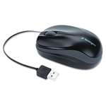 Kensington&reg; Pro Fit Optical Mouse, Retractable Cord, Two-Button/Scroll, Black # KMW72339