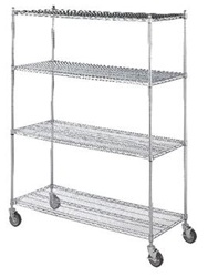 Linen Cart 18x48 w/4 Wire Shelves, # LC184872