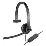 Logitech&reg; USB H570e Over-the-Head Wired Headset, Monaural, Black # LOG981000570