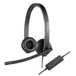 Logitech&reg; USB H570e Over-the-Head Wired Headset, Binaural, Black # LOG981000574