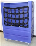 Maxi-Movers M7093 48 cubic ft poly cargo cart with low cut-out, nylon cargo net, and industrial casters
