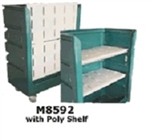 Maxi-Movers M8592 48 cubic foot turnabout truck with poly shelves for hospitality and laundry transport