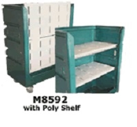 Maxi-Movers M8592 48 cubic foot turnabout truck with poly shelves for hospitality and laundry transport