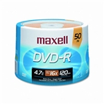 Maxell DVD-R Discs, 4.7GB, 16x, Spindle, Gold, 50/Pack 