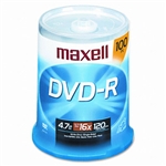 Maxell DVD-R Discs, 4.7GB, 16x, Spindle, Gold, 100/Pack