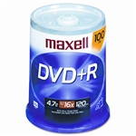 Maxell DVD+R Discs, 4.7GB, 16x, Spindle, Silver, 100/Pa