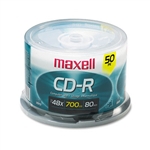 Maxell CD-R Discs, 700MB/80min, 48x, Spindle, Silver, 5