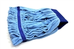 Blue 16 oz large microfiber tube mop head MF-BLU-LG with looped banded ends for commercial floors