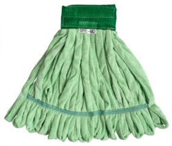 Large green microfiber tube mop head, 14.2 ounce, looped-end replacement for standard wet mop handles