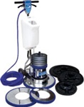 HydroForce MH48 Versa Pro 17 inch low speed rotary floor machine with apron skirt for bonneting scrubbing stripping