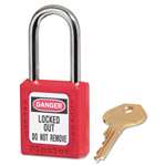 Master Lock&reg; Government Safety Lockout Padlock, Zenex, 1 1/2", Red, 1 Key, 6/Box # MLK410RED