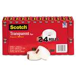 Scotch&reg; Transparent Glossy Tape, 3/4 x 1000, 1 Core, Clear, 24/Pack # MMM600K24