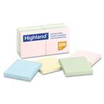 Highland&trade; Sticky Note Pads, 3 x 3, Assorted Pastel, 100 Sheets # MMM6549A
