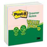 Post-it&reg; Greener Notes Original Recycled Note Pads, 100 3 x 3 Sheets, Assorted Pastels, 24 Pads/Pack # MMM654RP24AP