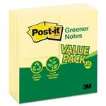 Post-it&reg; Greener Notes Original Recycled Note Pads, 100 3 x 3 Sheets, Canary Yellow, 24 Pads/Pack # MMM654RP24YW