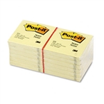 Post-it Original Notes, 3 x 3, Canary Yellow, 12 100-Sh