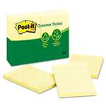 Post-it&reg; Greener Notes Recycled Notes, 4 x 6, Lined, Canary Yellow, 12 100-Sheet Pads/Pack # MMM660RPYW