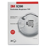 3M N95 Particle Respirator 8200 Mask, 20/Box # MMM8200