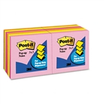 Post-it Pop-Up Refills, 3 x 3, Five Neon Colors, 12 100