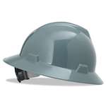 MSA V-Gard Hard Hats, Fas-Trac Ratchet Suspension, Size 6 1/2 - 8, Gray # MSA475367