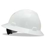 MSA V-Gard Hard Hats, Fas-Trac Ratchet Suspension, Size 6 1/2 - 8, White # MSA475369