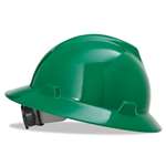 MSA V-Gard Hard Hats, Fas-Trac Ratchet Suspension, Size 6 1/2 - 8, Green # MSA475370