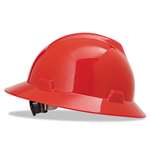 MSA V-Gard Hard Hats, Fas-Trac Ratchet Suspension, Size 6 1/2 - 8, Red # MSA475371