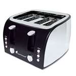 Coffee Pro 4-Slice Multi-Function Toaster with Adjustable Slot Width, Black/Stainless Steel # OGFOG8166
