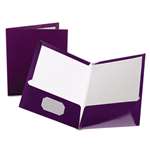 Oxford&reg; High Gloss Laminated Paperboard Folder, 100-Sheet Capacity, Purple, 25/Box # OXF51726