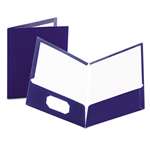 Oxford&reg; High Gloss Laminated Paperboard Folder, 100-Sheet Capacity, Navy, 25/Box # OXF51743