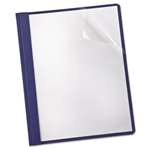 Oxford&reg; Linen Finish Clear Front Report Cover, 3 Fasteners, Letter, Navy, 25/Box # OXF53343