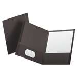 Oxford&reg; Linen Finish Twin Pocket Folders, Letter, Gray, 25/Box # OXF53405