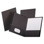 Oxford&reg; Linen Finish Twin Pocket Folders, Letter, Black,25/Box # OXF53406
