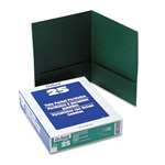 Oxford&reg; Linen Finish Twin Pocket Folders, Letter, Hunter Green,25/Box # OXF53434